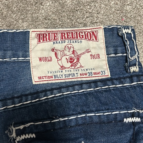 True Religion White Stitch Billy Super T Jeans - Picture 4 of 6